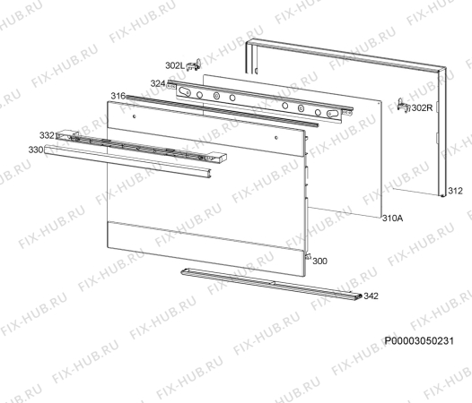 Взрыв-схема плиты (духовки) Electrolux EB4GL70SP - Схема узла Door